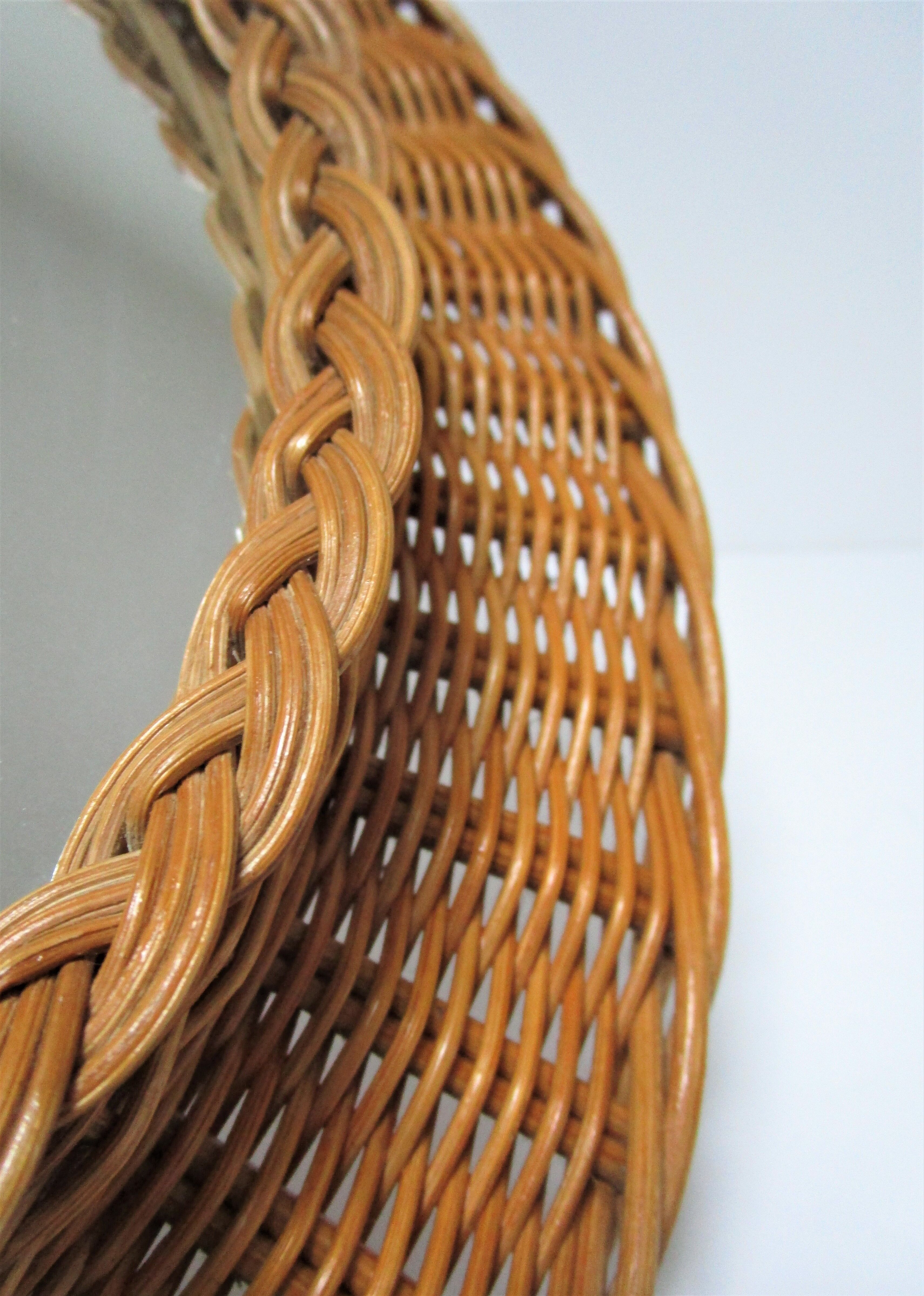 Vintage woven rattan marrow round mirror 1960