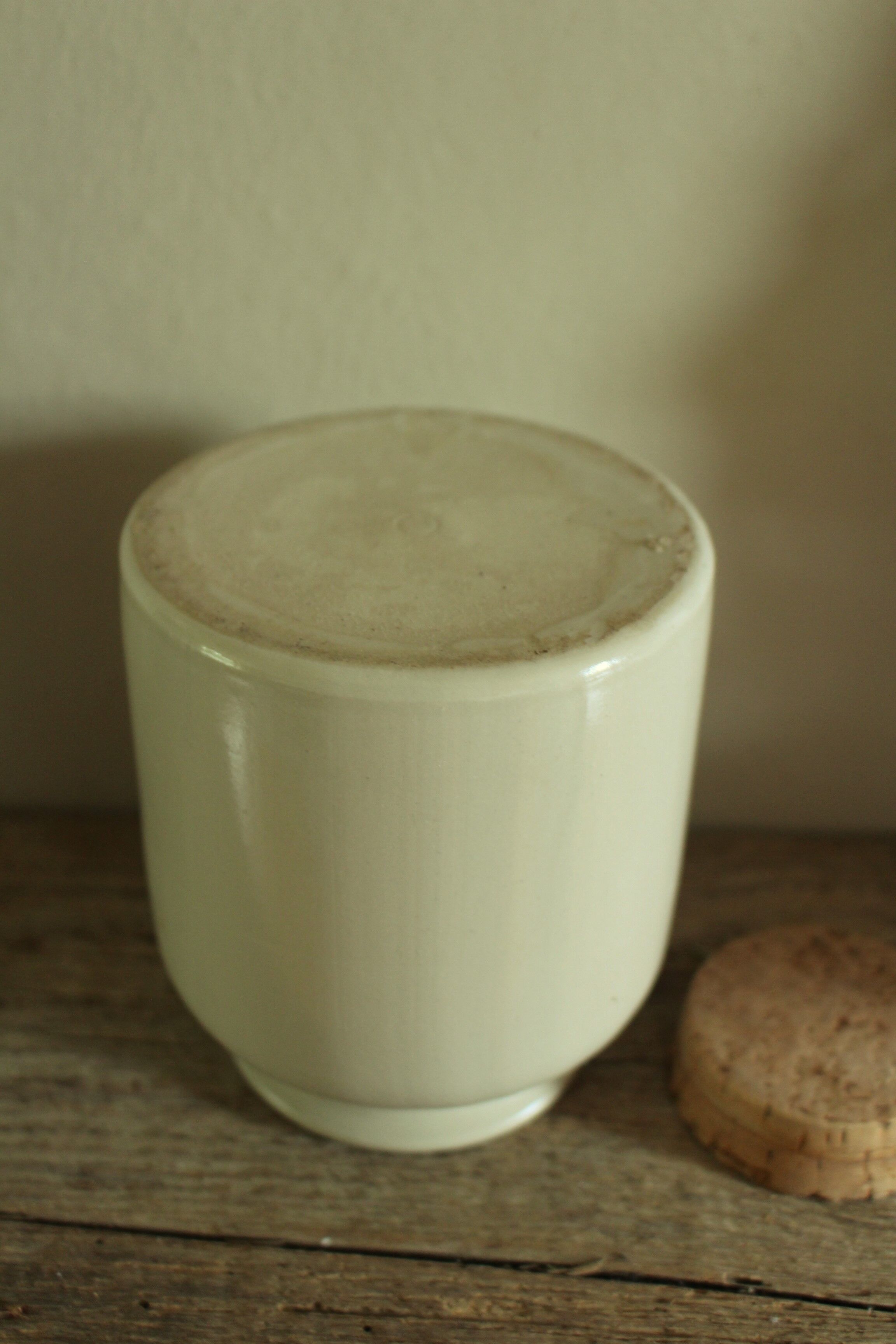 Mustard pot glazed sandstone gray cork stopper