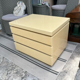 Vintage Bedside Table Jean-Claude Mahey - Beige Lacquer & Brass (Year)