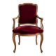2 fauteuils style Louis XV de style classique en bois et velours bordeaux