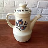 Vintage floral pattern stoneware coffee set, Saint-Amand Sologne earthenware