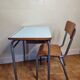 Set chair and school desk in steel, wood and formica, 50s-60s