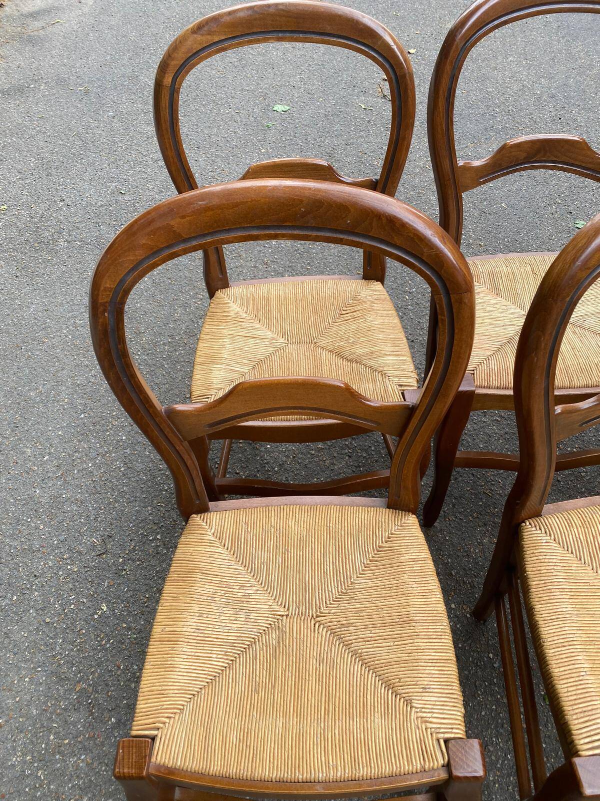 6 Louis Philippe chairs in solid wood and straw