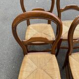 6 Louis Philippe chairs in solid wood and straw