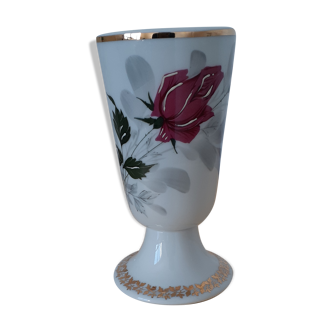 Mazagran porcelaine blanche avec rose