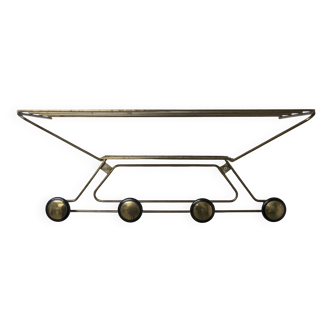 Vintage 1960s golden brass wall coat rack