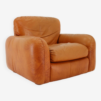 1970s  Cognac Leather Armchair ,Italy