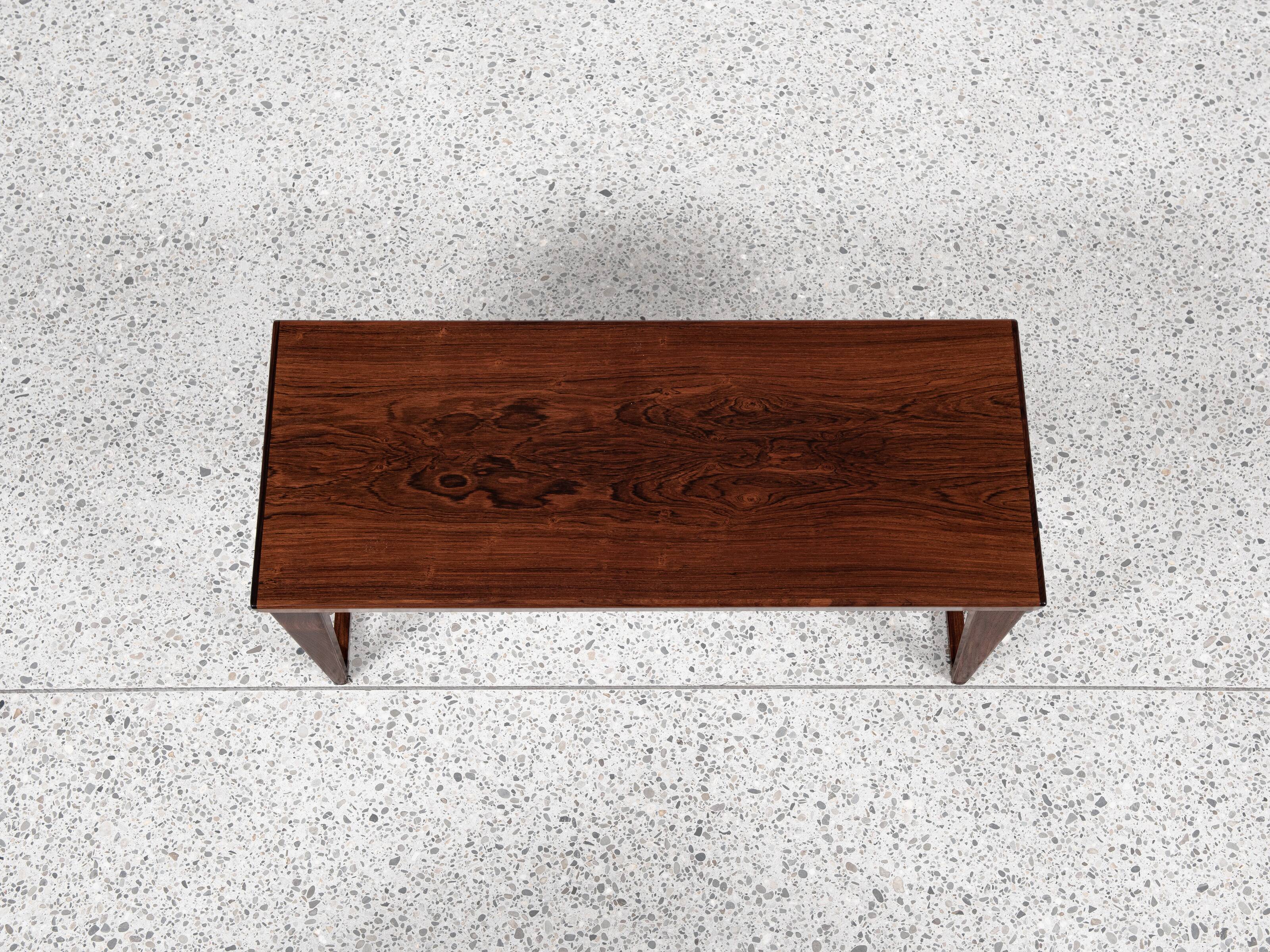 Danish set: mirror, bench, container in rosewood by Aksel Kjersgaard, 1960s