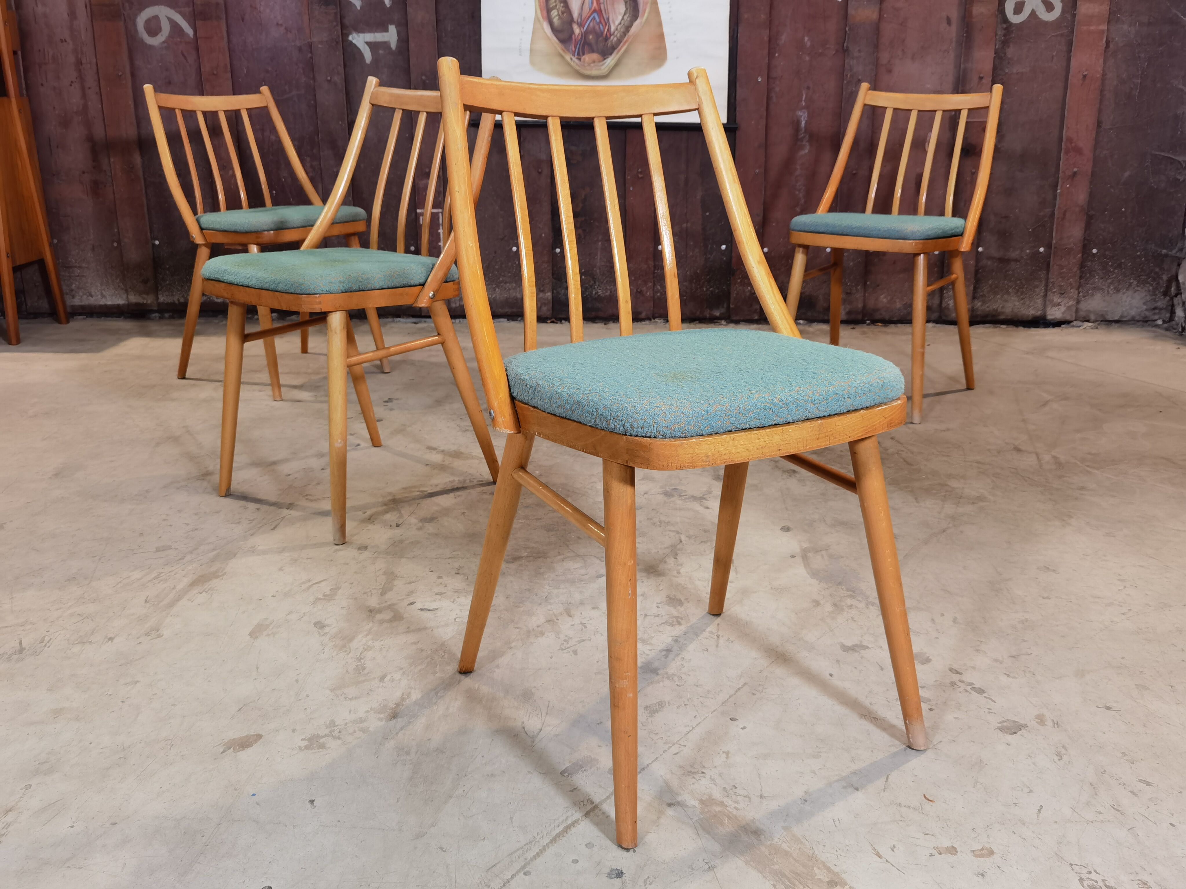Lot of 4 chairs Antonin Suman