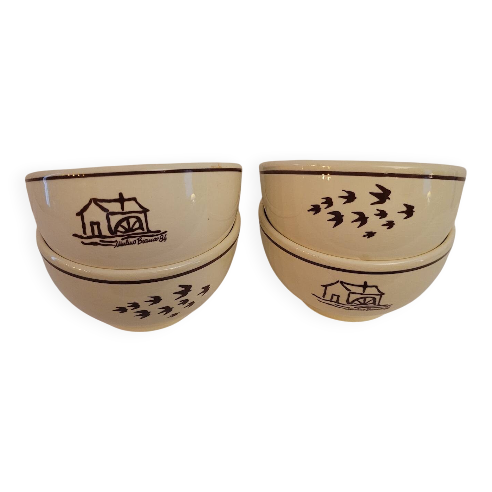 4 Mulino Bianco bowls 1984 – vintage Italian ceramics
