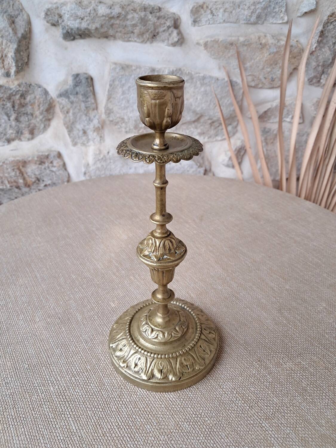 Antique brass candle holder