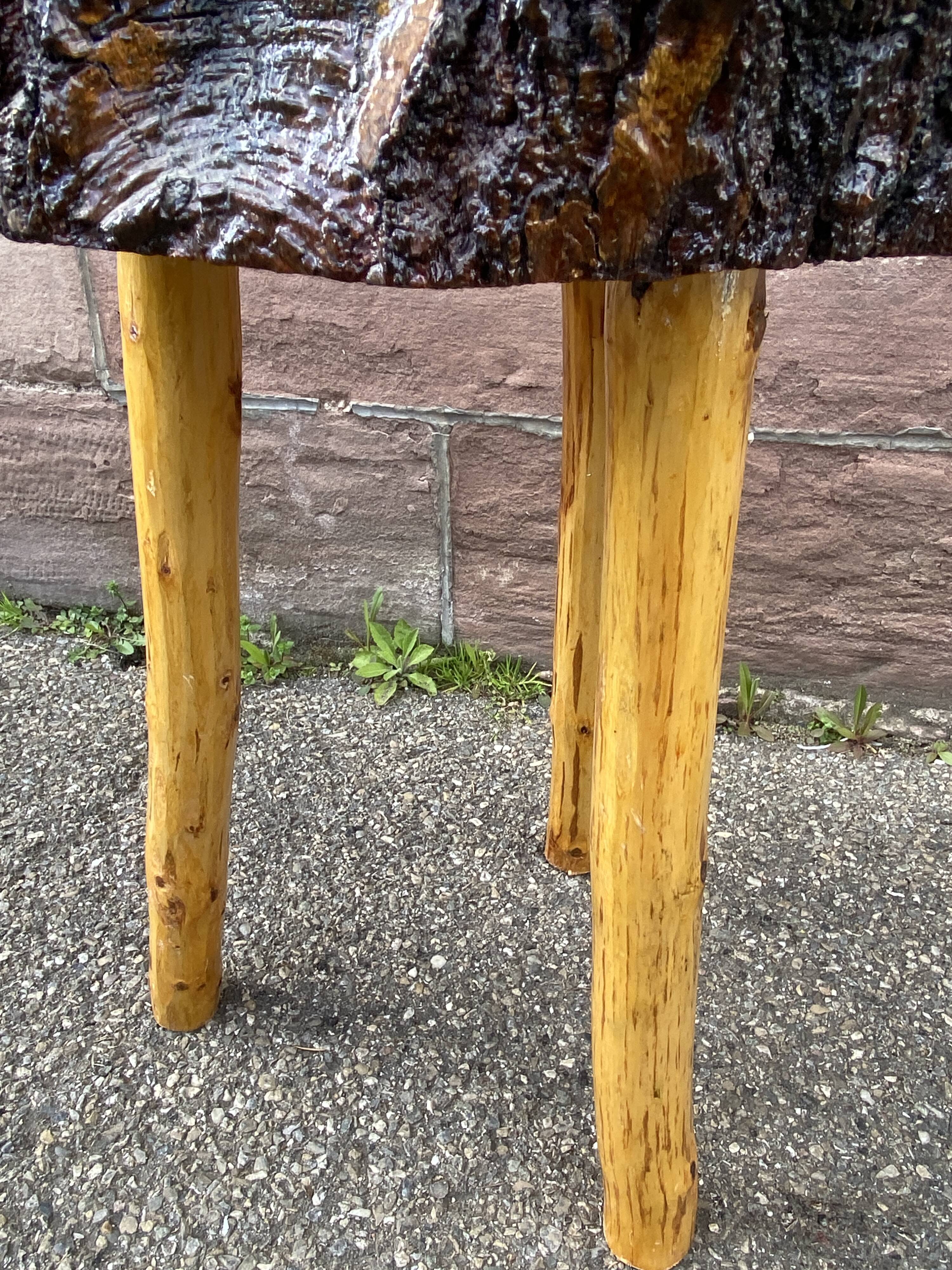 Rustic farm stool 1960 brutalist vintage wood