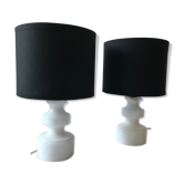 Paire de lampes en marbre blanc