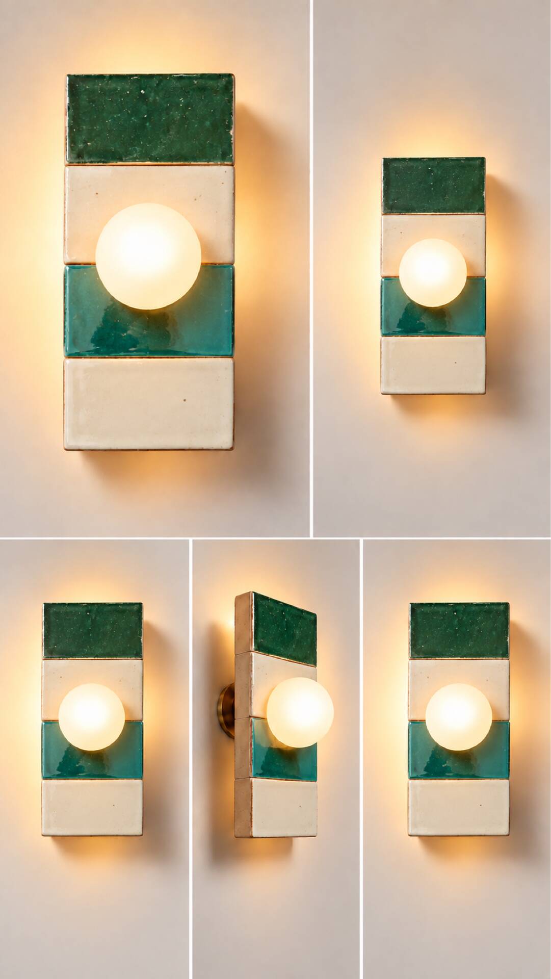 Ceramic zellige wall light