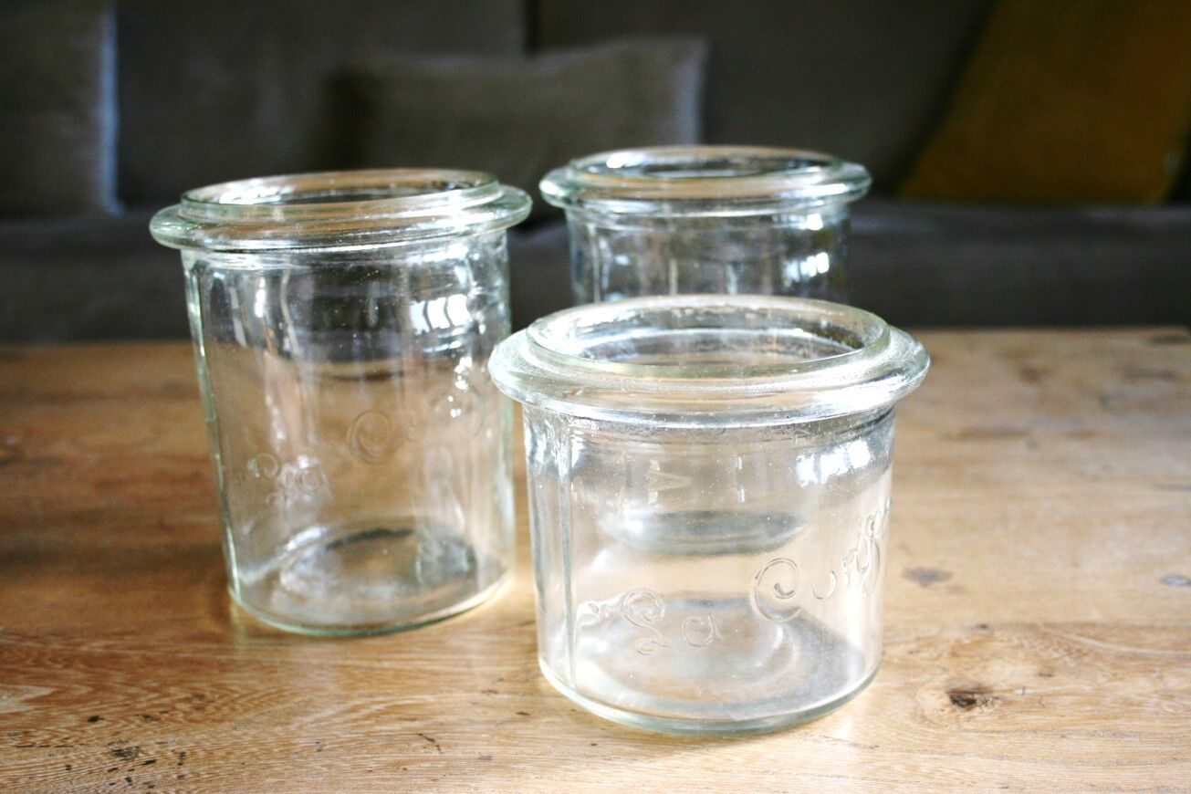 Ensemble de 3 pots vintage en verre La Conserve