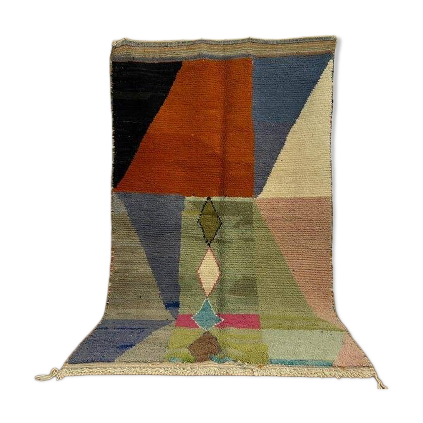 Handmade natural wool rug with colourful patterns 150/250 cm