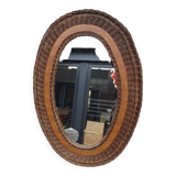Wicker mirror 60s vintage 52x36cm
