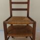 Vintage wooden prayer chair, double woven straw, lift-up seat