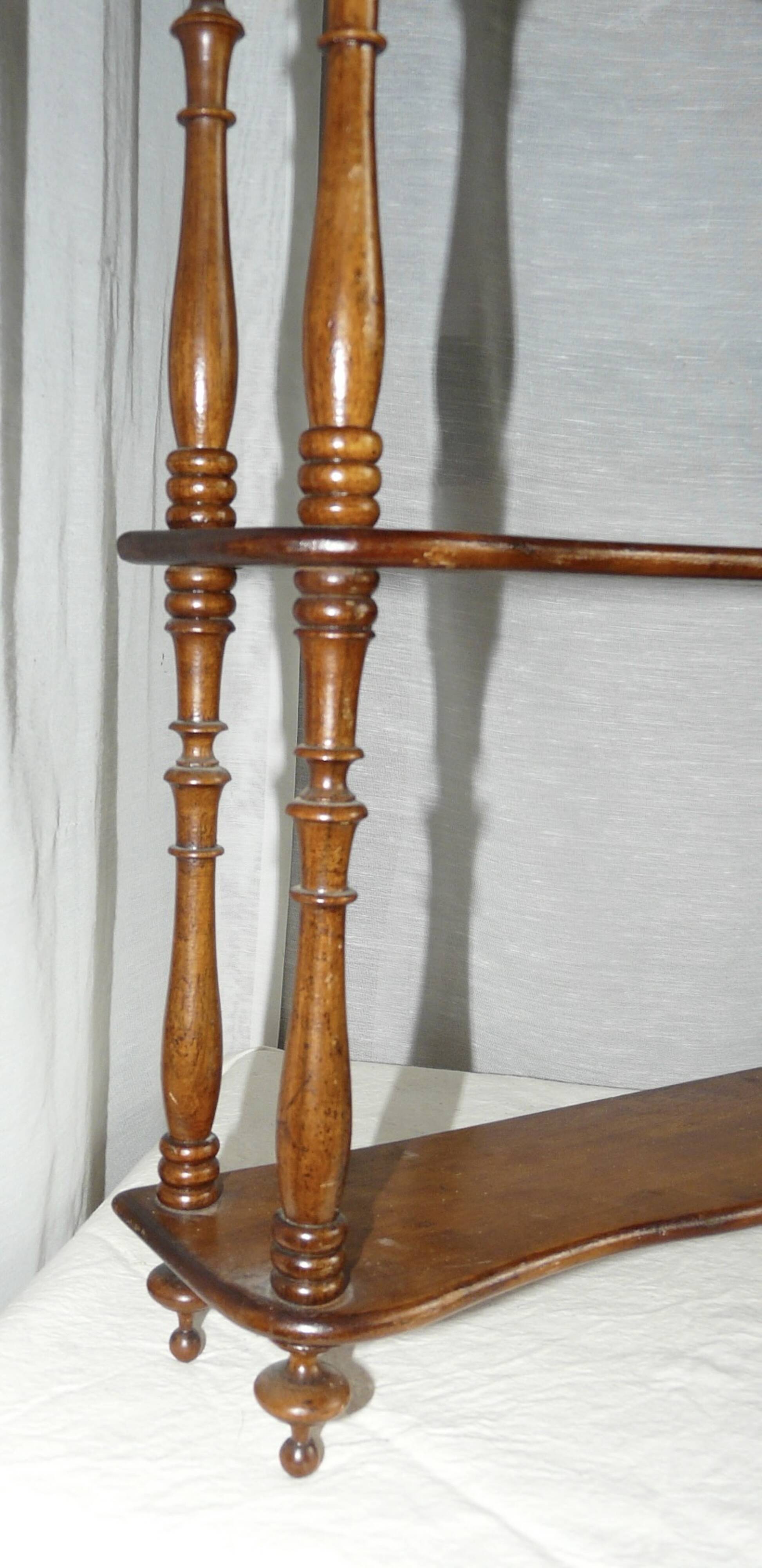19th century turned wood wall shelf