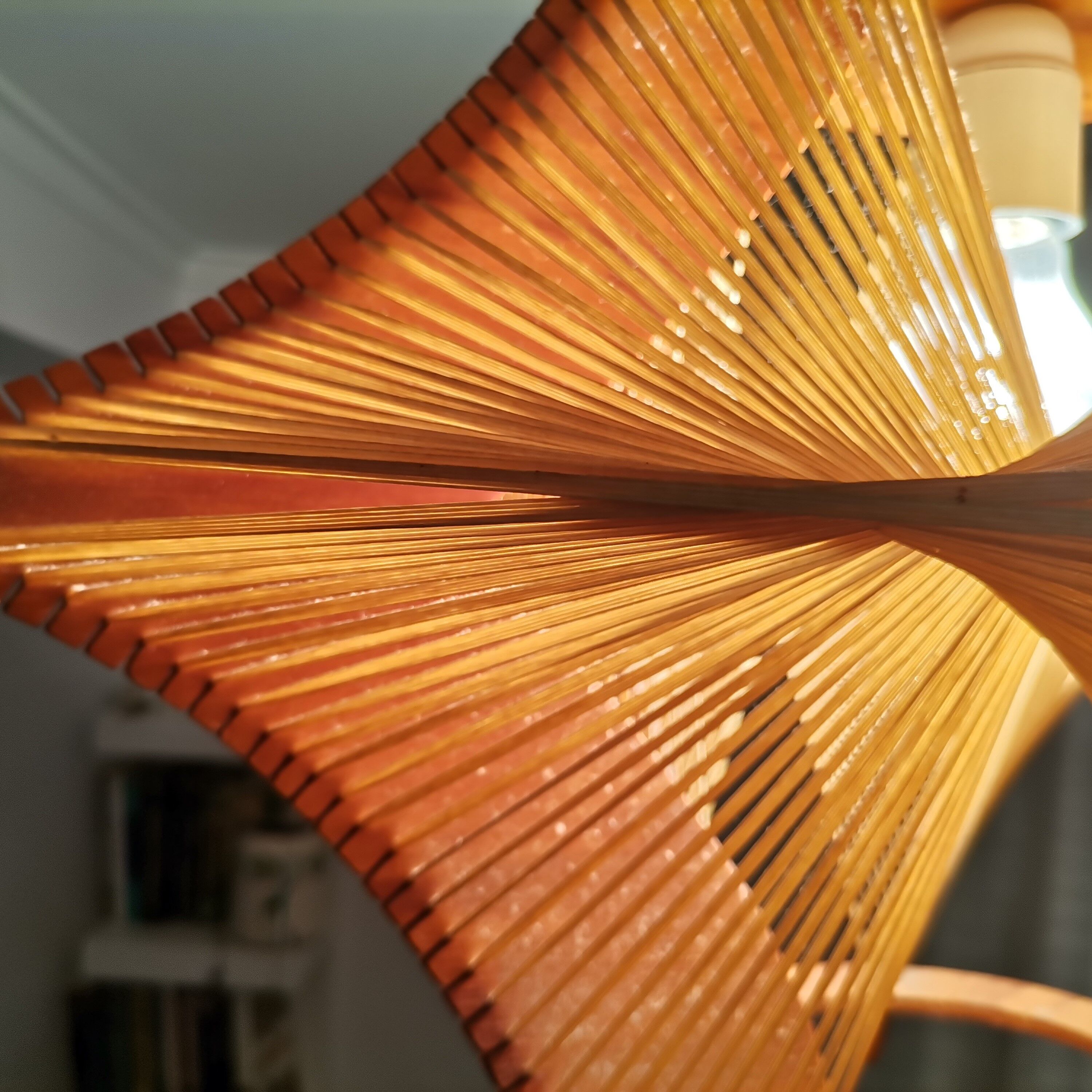 Age french 60s mid century wooden pendant