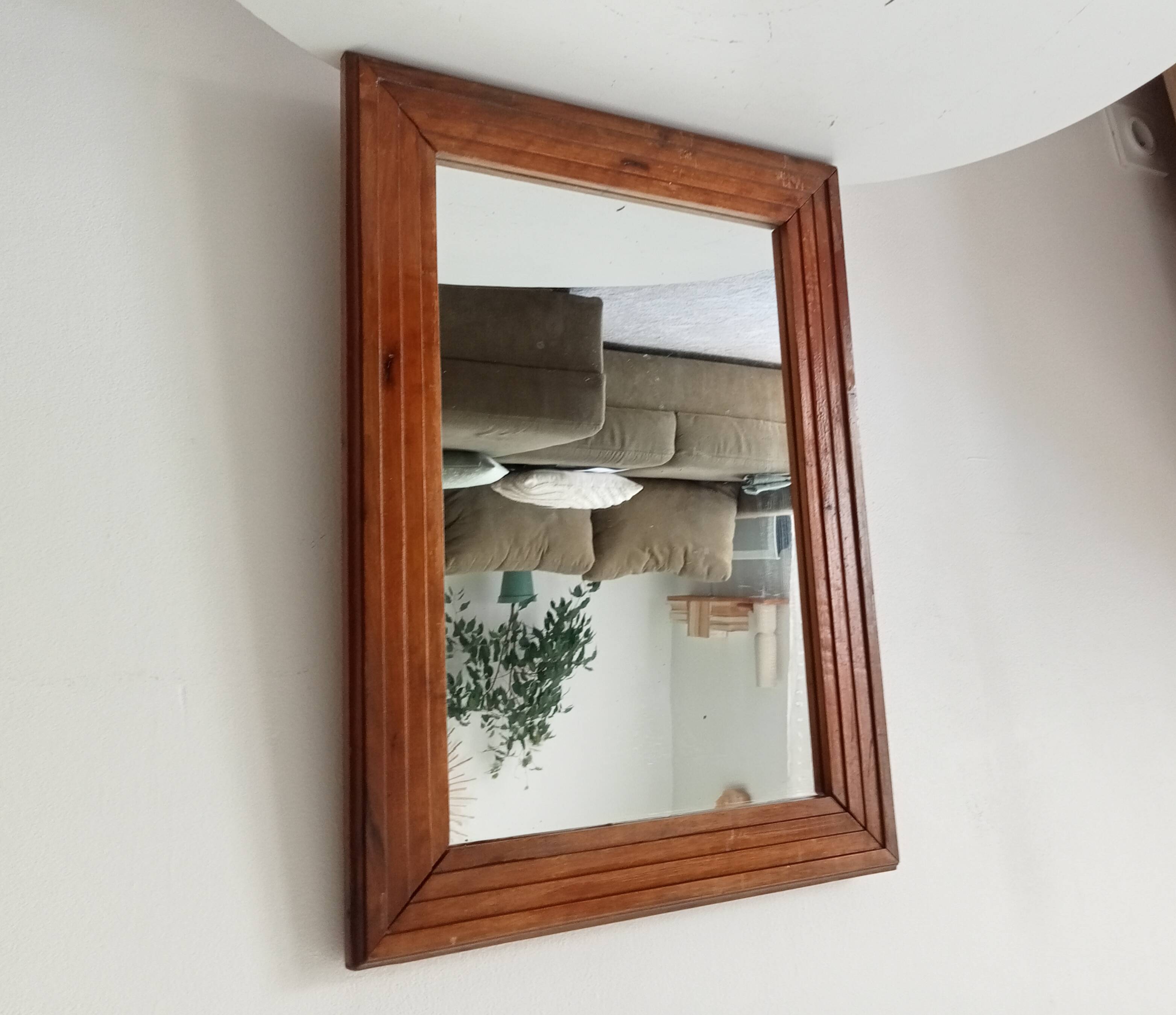 Vintage Art Deco wooden mirror from the 1950s.