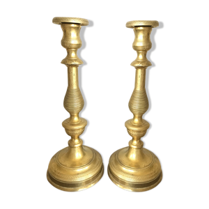 paire de bougeoirs flambeaux - bronze