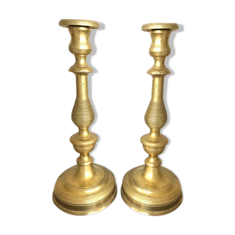 Pair of 19th century torches in gilded bronze