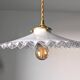 Vintage suspension in lace opaline, elegant light fixture with soft light.