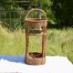 Wicker bottle holder basket with slots for plates and glasses - 1970s