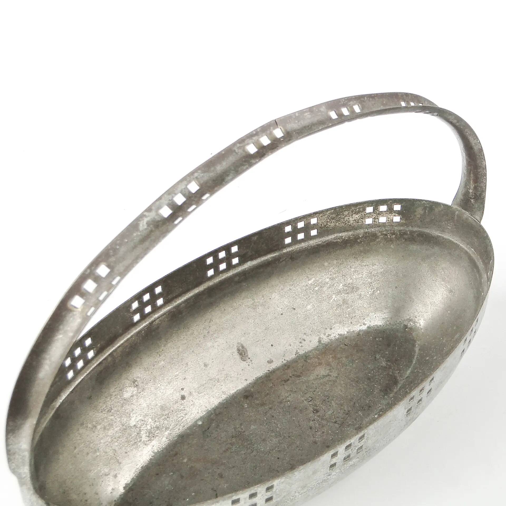 Viennese Secession nut basket, silver-plated brass, Austria, early 20th century