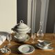 Set of 4 small white earthenware dessert plates D20