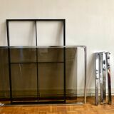 Glass and chrome metal dining table