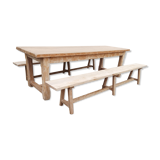 Oak farmhouse table with benches