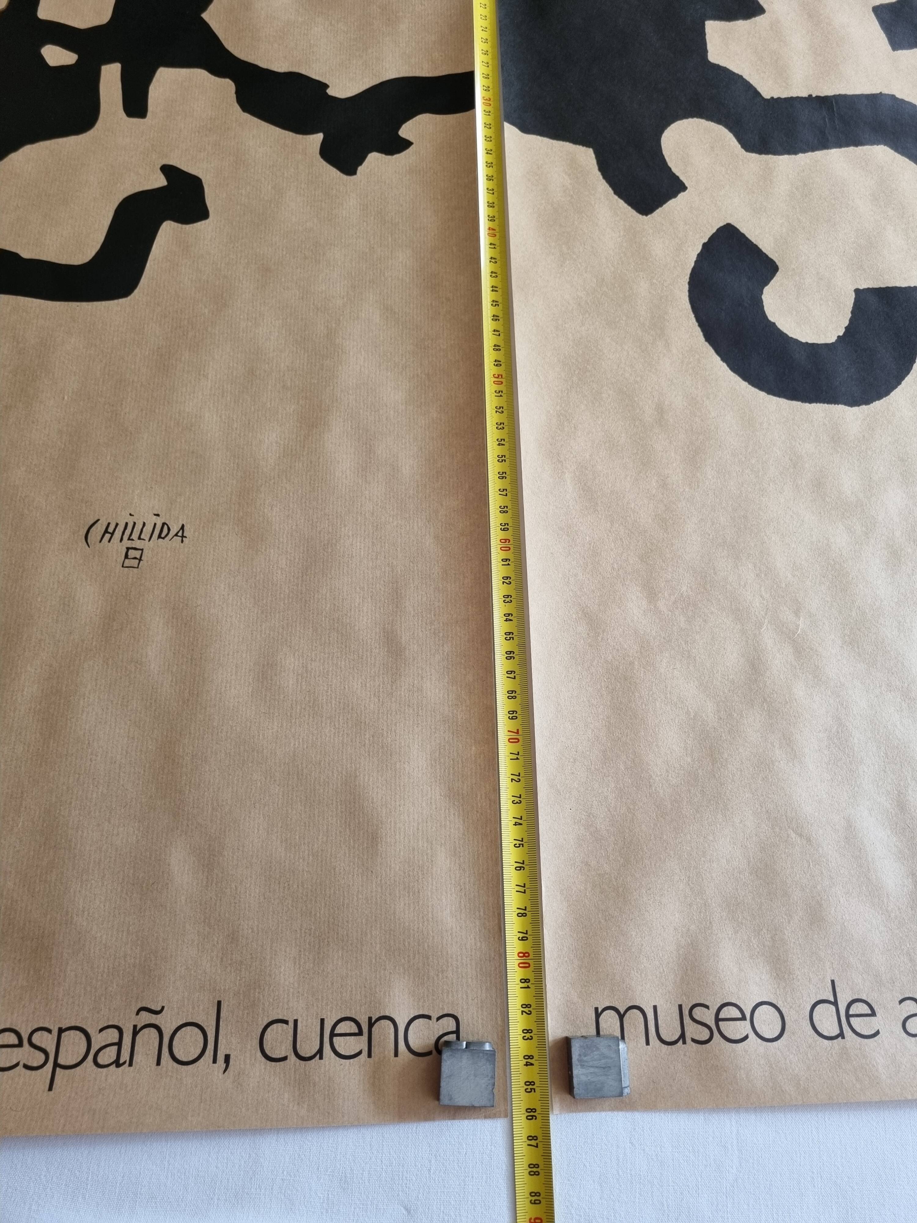 Two Eduardo Chillida screen-printed posters, abstraction on kraft paper, 50 x 70 cm