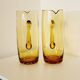 2 carafes in vintage amber yellow blown glass