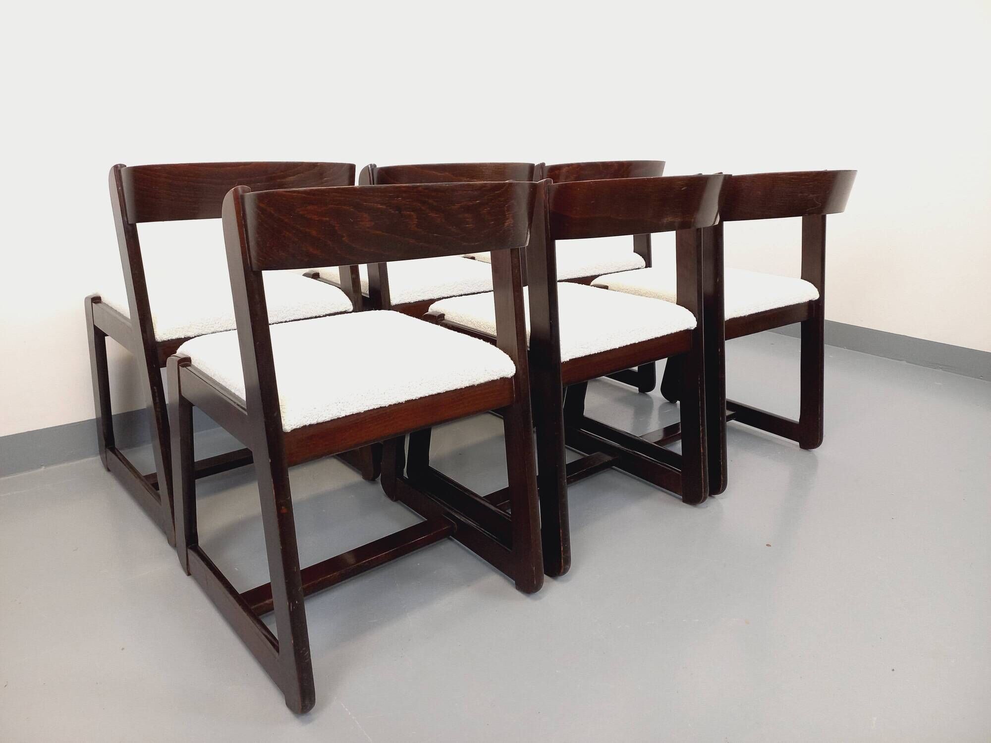 Set of 6 vintage Italian sleigh chairs by Mario Sabot