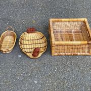 4 paniers en rotin et osier