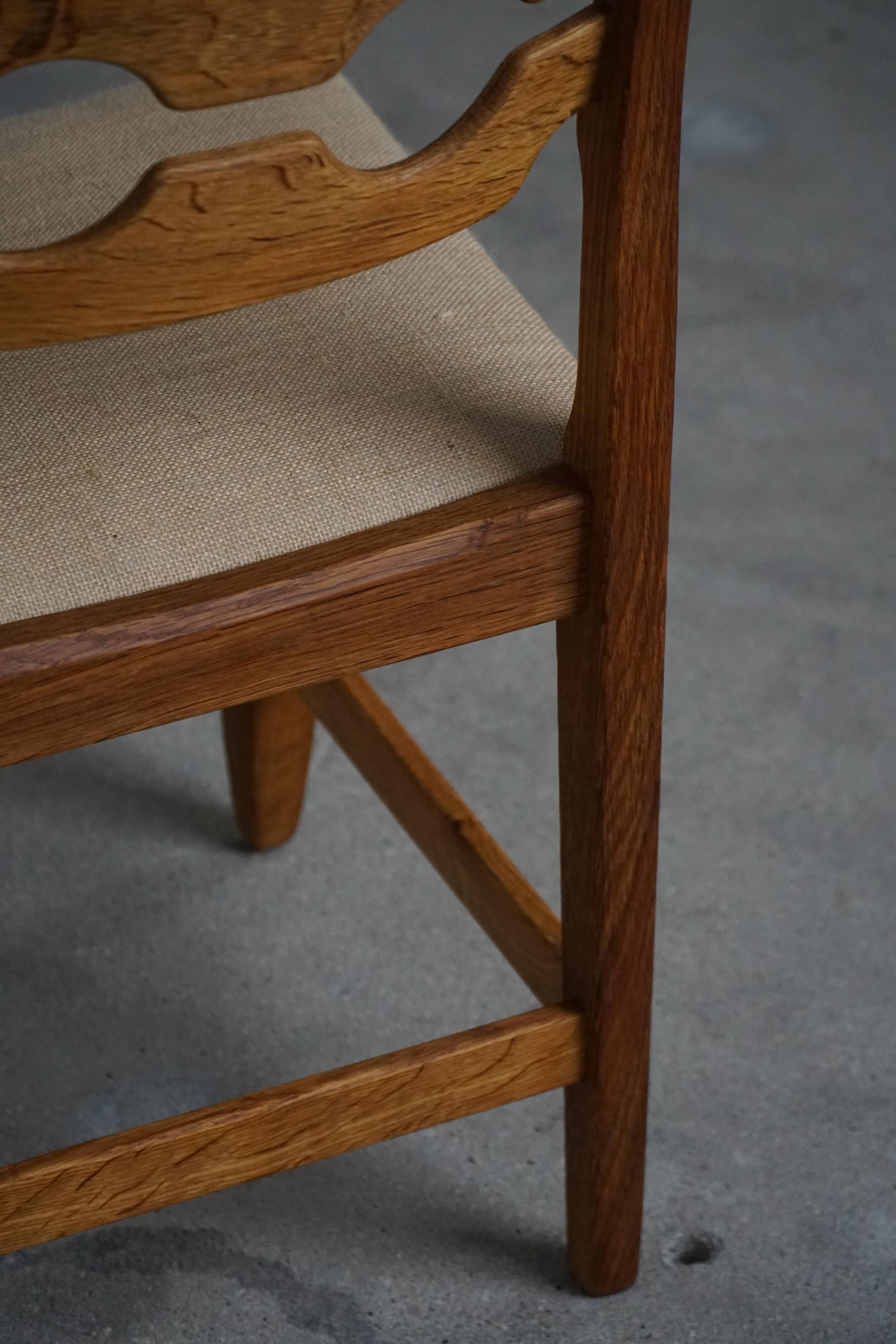 Set of 8 Razorblade chairs in oak and jute by Henning Kjærnulf, 1960s