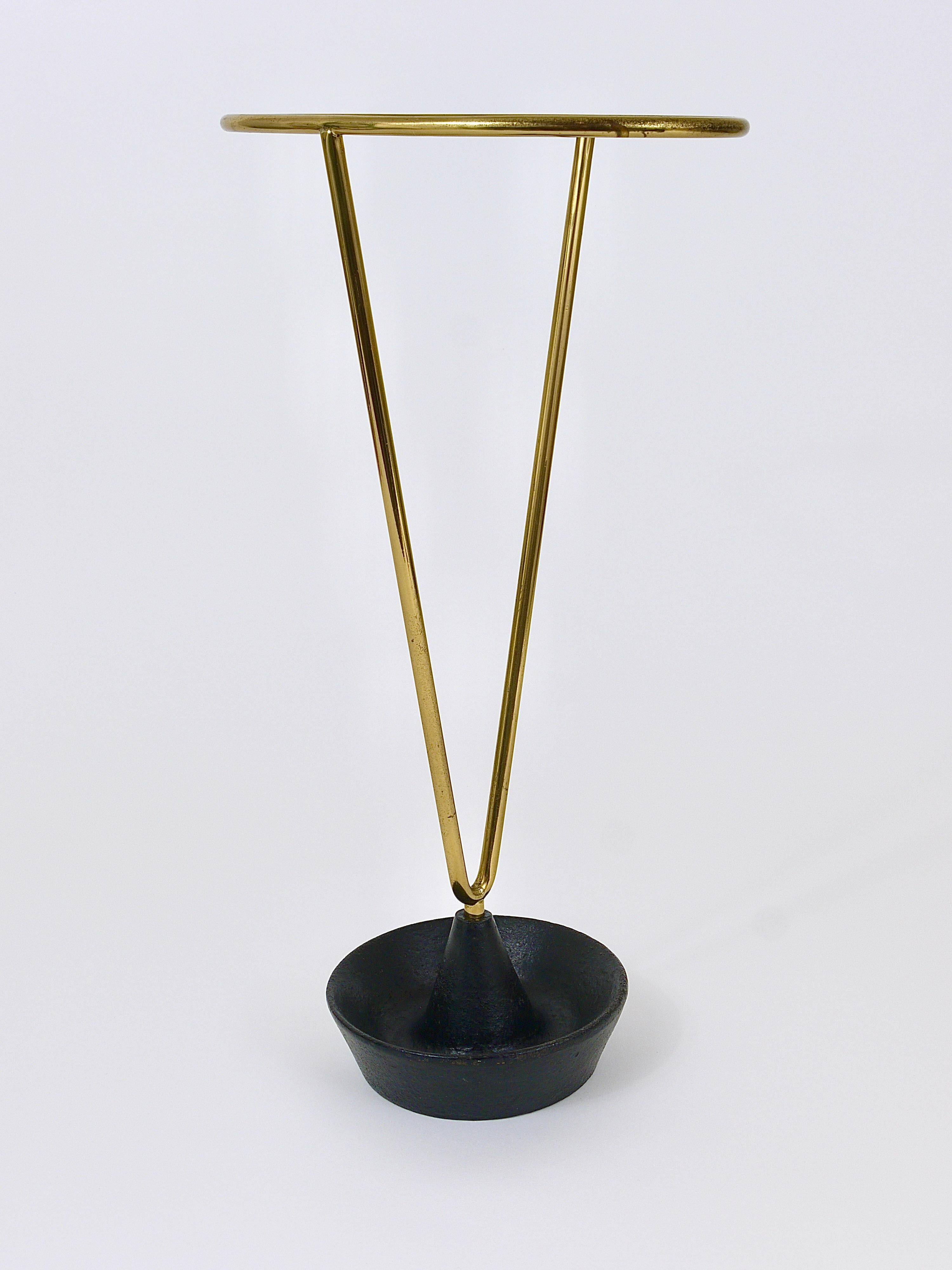 Carl Auböck Umbrella Stand in Brass and Cast Iron, Mid-Century, Austria, 1950s