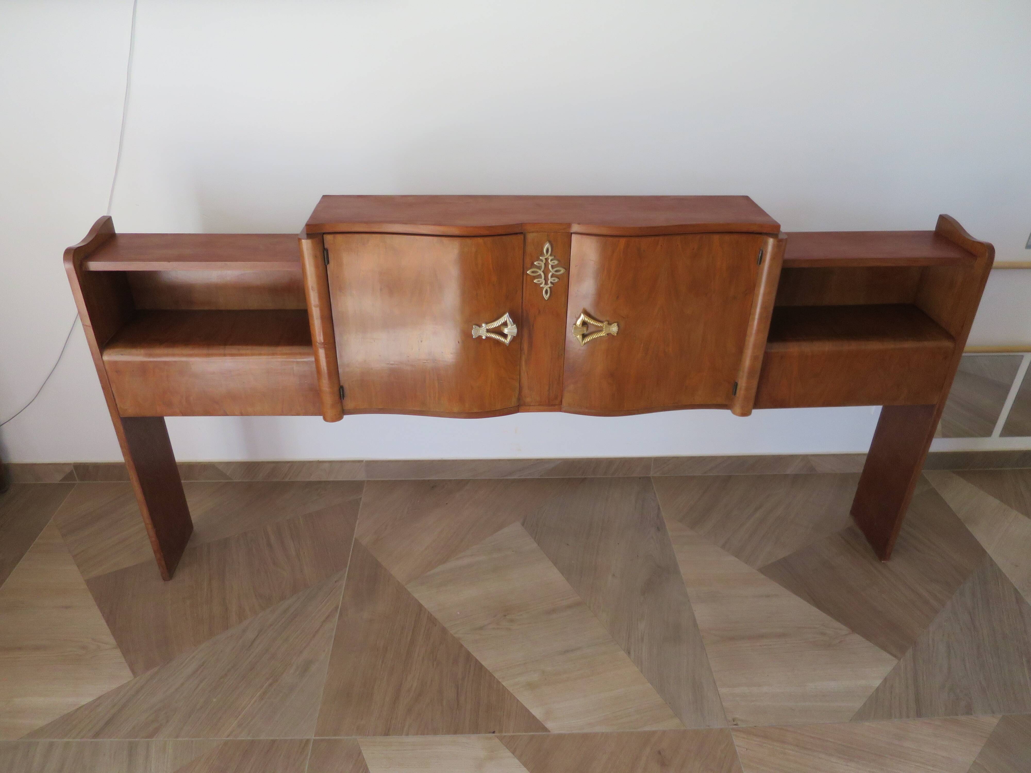 Headboard – console – sideboard – art deco – 2 doors – 2 niches in solid walnut e