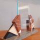1940 art deco photo holder frame in marble and beveled glass