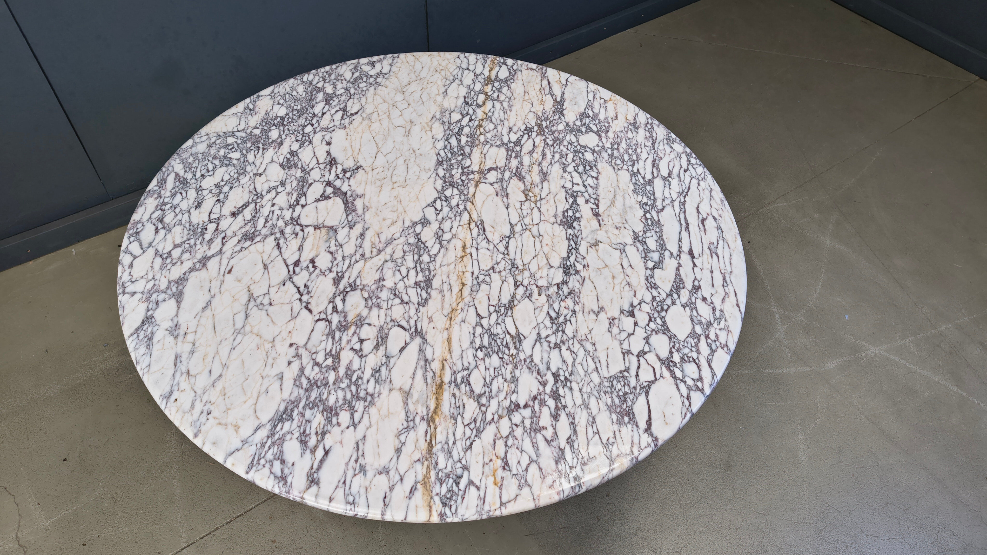 Vintage round marble dining table, 1970s