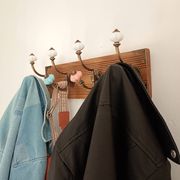 Porte-manteau mural 8 patères – style vintage – bois teinté & métal
