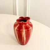 Glazed ceramic vase, Flower neck, Bordeaux, 1970 - 17 X 13 cmV