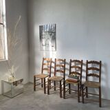 Rustic handcrafted oak chairs 1900