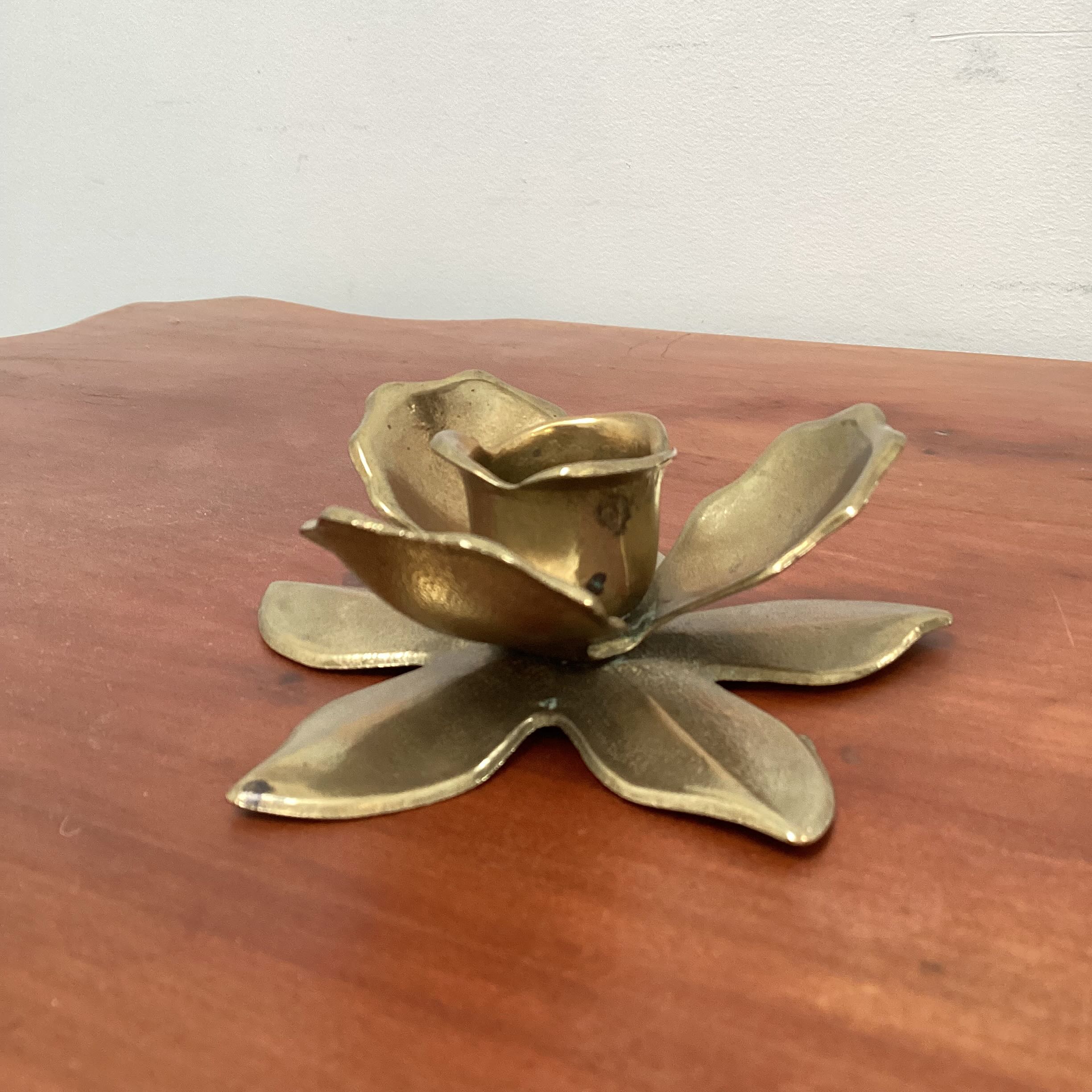 Brass flower candle holder