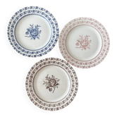 Lot of 3 dessert plates Lunéville English Style – Old roses bl