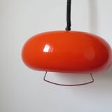 Orange perspex and chrome metal pendant light, space age, 1970