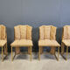 Romeo Rega set of 4 dining chairs in brass and wicker for Mario Sabot, 1970s