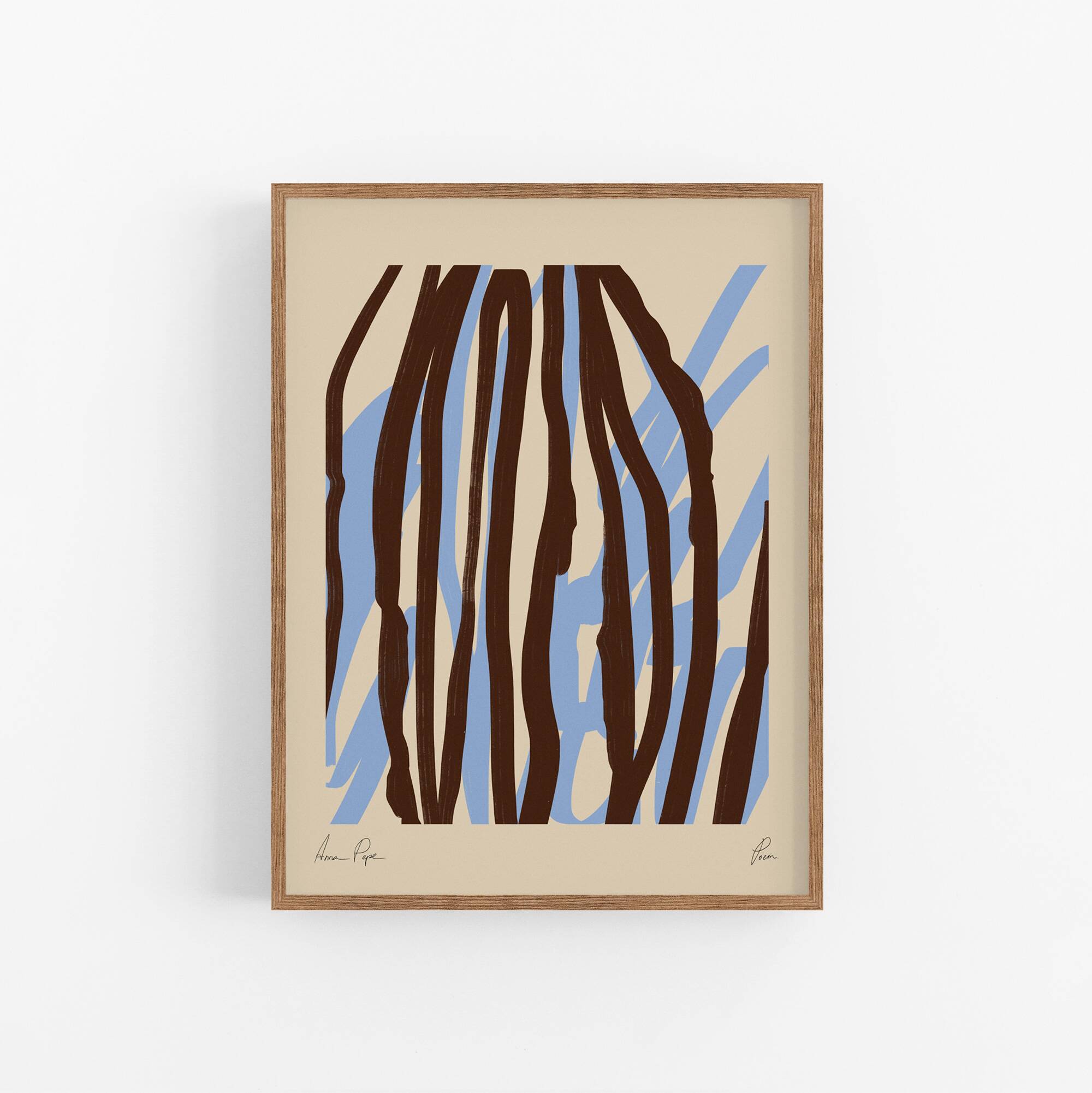Impression giclée de lignes abstraites brunes et bleues
